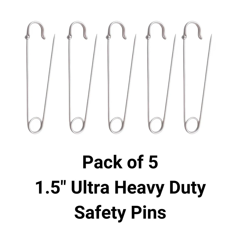 Silver Heavy Duty Extra Large Safety Pins Pack Of 5 1.5" - Why Not Shop