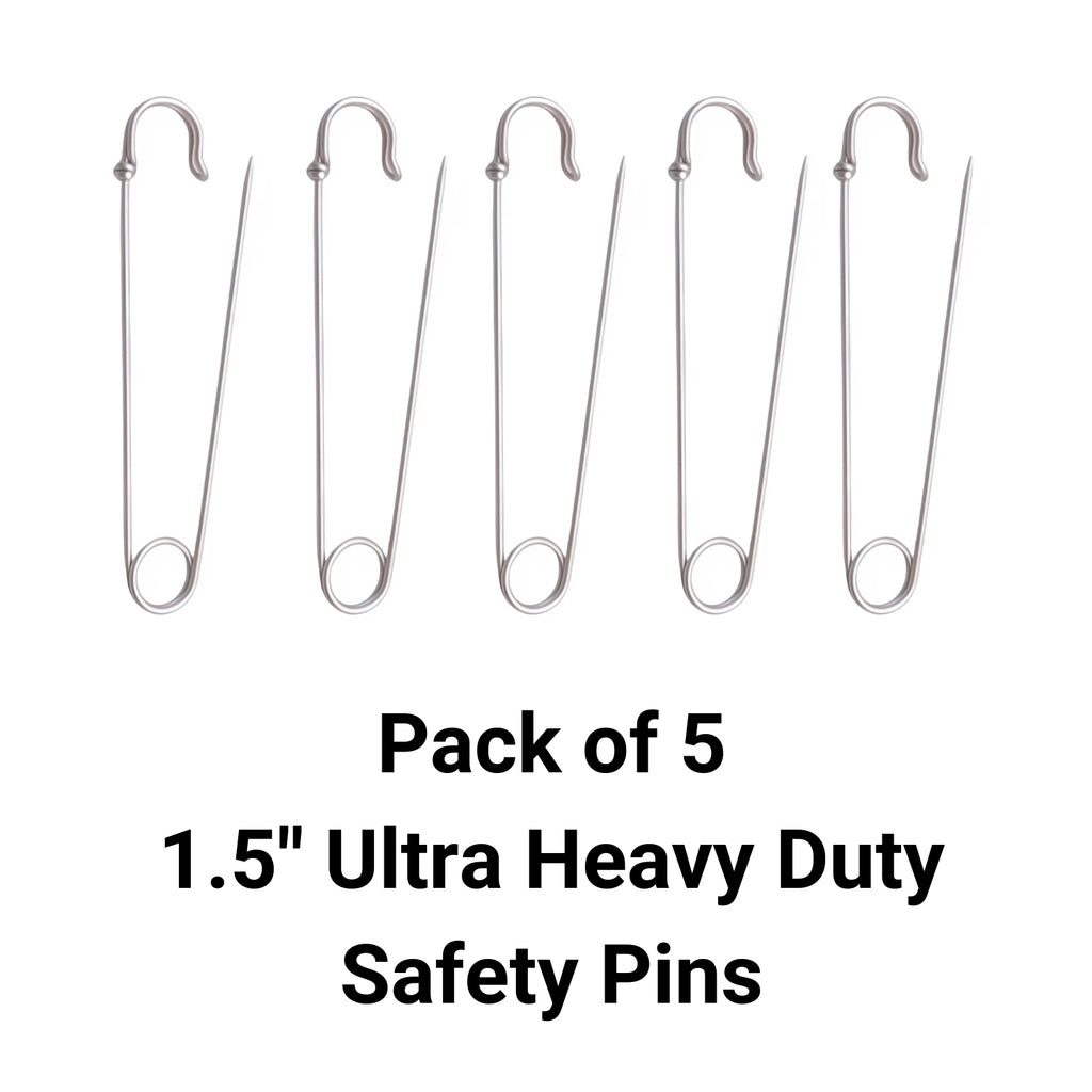 Silver Heavy Duty Extra Large Safety Pins Pack of 5 1.5" | Merthyr Tydfil | Why Not Shop Online