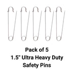 Silver Heavy Duty Extra Large Safety Pins Pack Of 5 1.5" - Why Not Shop
