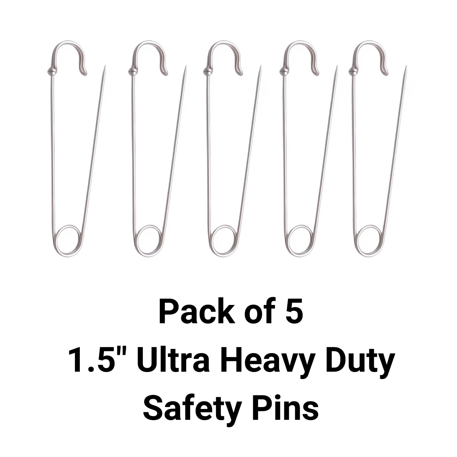 Silver Heavy Duty Extra Large Safety Pins Pack of 5 1.5" | Merthyr Tydfil | Why Not Shop Online