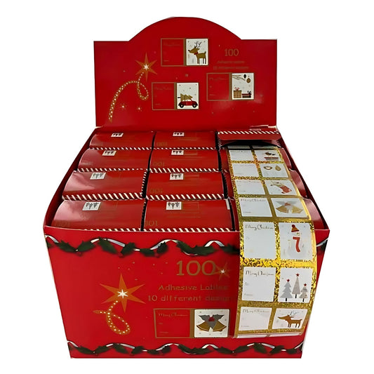 100 Christmas Self-Adhesive Labels: Festive Gift Wrapping Essential | Merthyr Tydfil | Why Not Shop Online