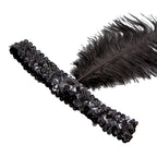 Womens Flapper Feather Black Headband