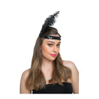 Womens Flapper Feather Black Headband
