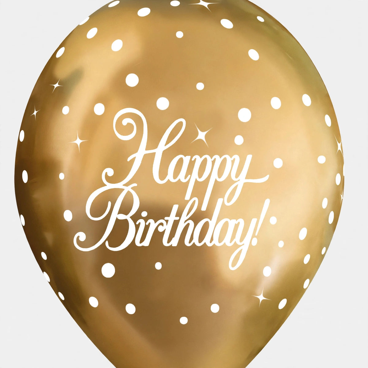 Detail view of Oaktree gold sparkling fizz birthday balloons