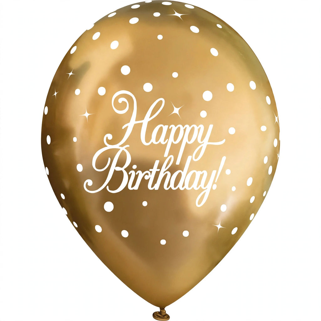 Oaktree 11-inch gold sparkling fizz birthday balloons pack of 6