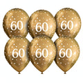 Gold 60th birthday balloons inflated to 11 inches.