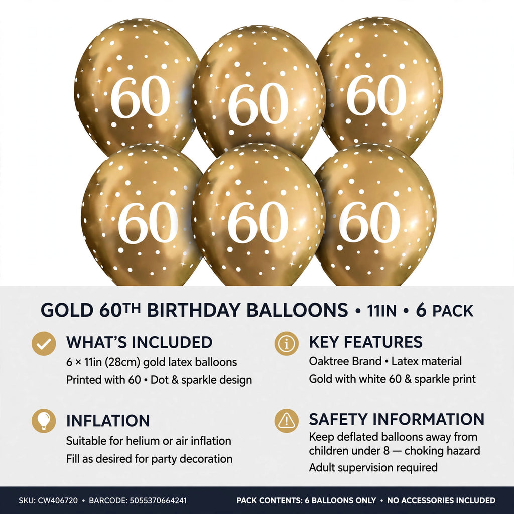 Gold latex balloons suitable for helium or air inflation.