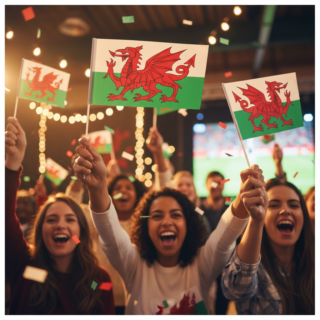 12 Pack Welsh Hand Waving Flags 30x17cm | Merthyr Tydfil | Why Not Shop Online