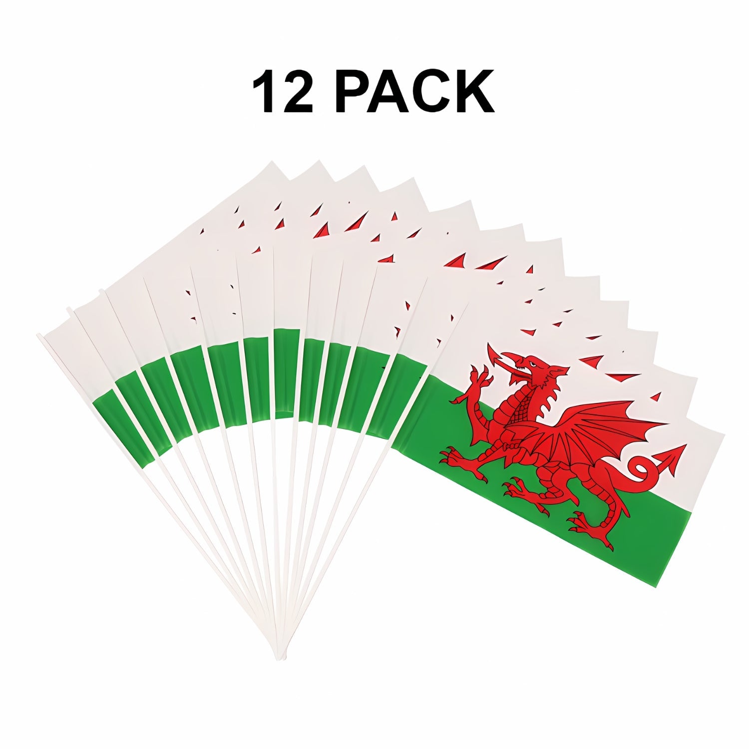 12 Pack Welsh Hand Waving Flags 30x17cm | Why Not Shop