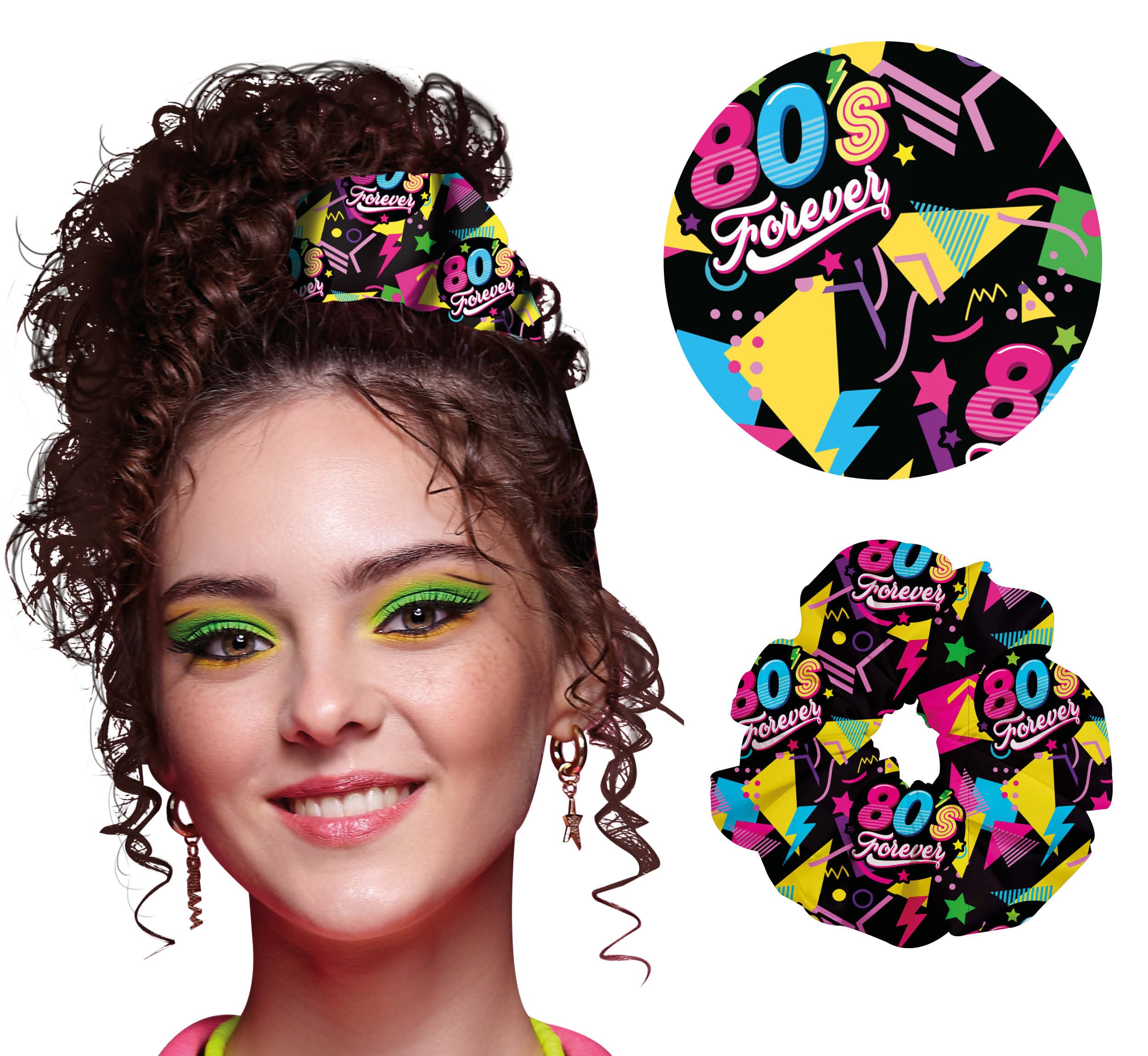 80's Forever Multi-Coloured Hair Scrunchie