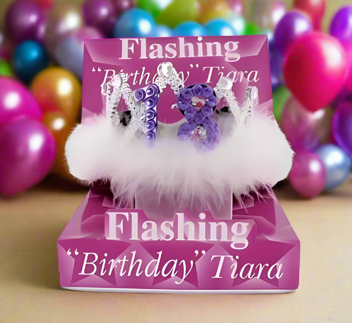 18th Birthday Flashing Tiara With White Feather Marabou | Merthyr Tydfil | Why Not Shop Online