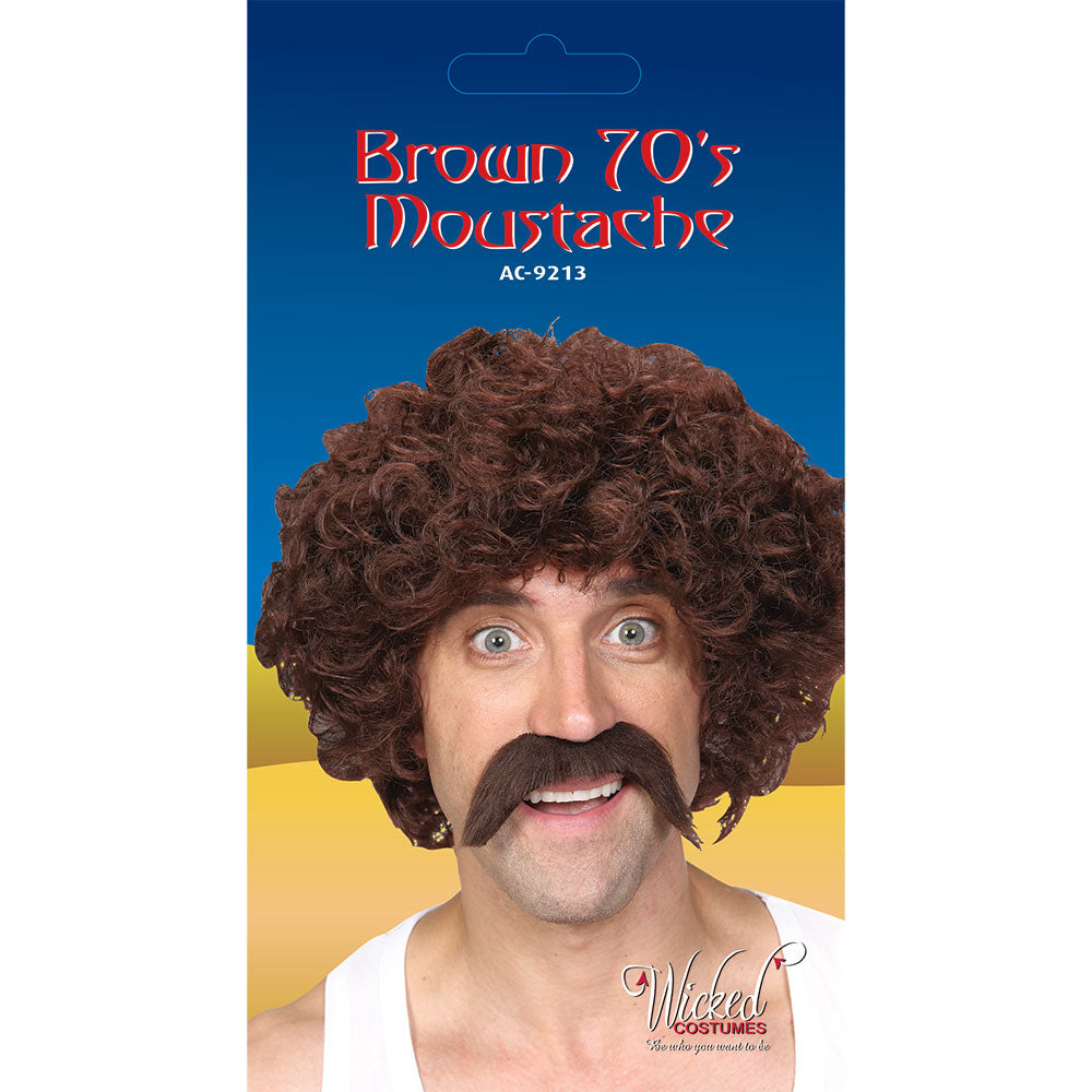 Wicked Costumes 1970s brown cowboy moustache fancy-dress accessory