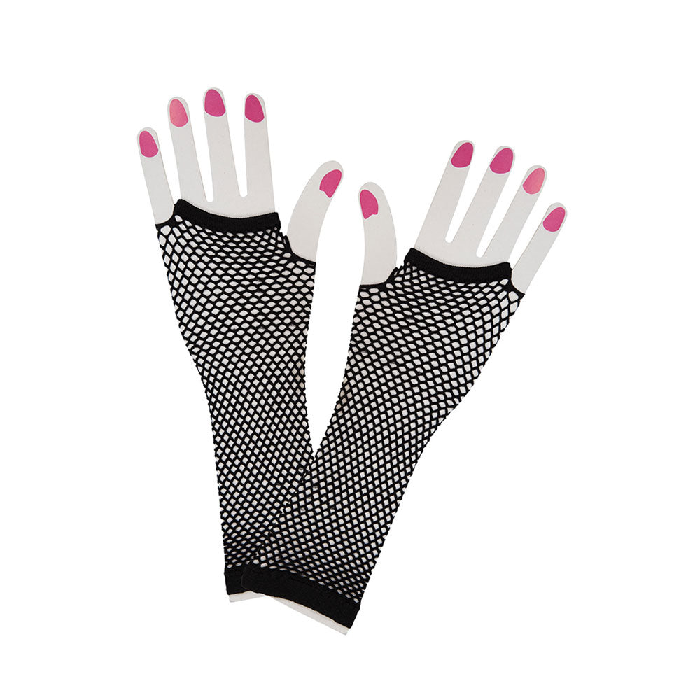1980s Long Black Net Gloves