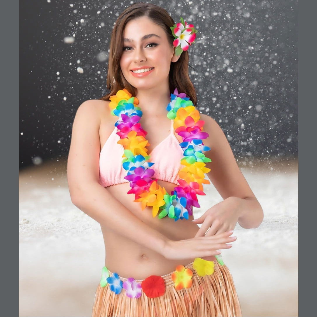 2 Tone Orchid Hawaiian Lei 9.5cm - Rainbow | Why Not Shop