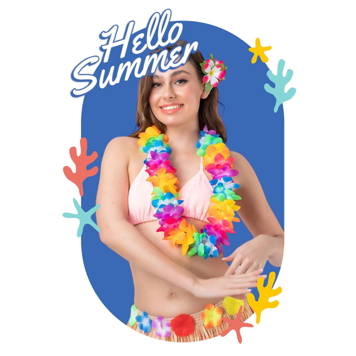 2 Tone Orchid Hawaiian Lei 9.5cm - Rainbow | Why Not Shop