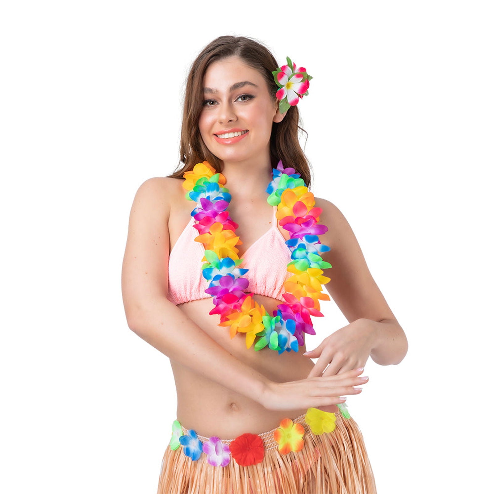 2 Tone Orchid Hawaiian Lei 9.5cm - Rainbow | Why Not Shop