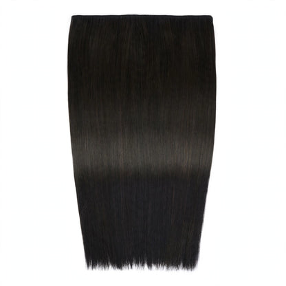 Stranded Hair Group 20-Inch Straight Clip-In Extension in black-brown shade #1B Queen of the Night