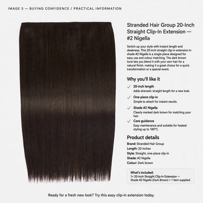 Information on easy attachment, colour matching, and heat styling up to 180°C