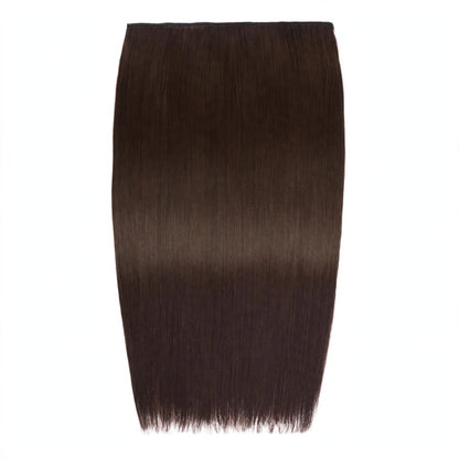 Stranded Hair Group 20-inch straight clip-in hair extension in shade #4 Chocolate Dahlia