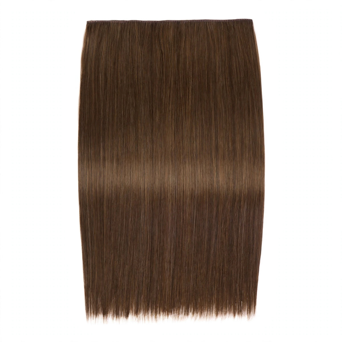 Stranded Hair Group 20-inch straight clip-in hair extension in brown shade #8 Hazel Princess
