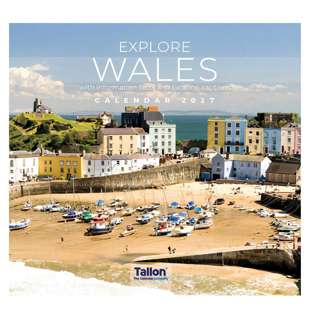 Close-up view of the 2027 Calendar Square Explore Wales showing the square format