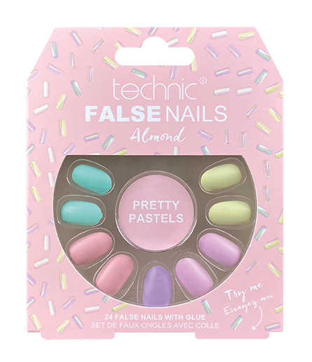 Technic Almond 24 False Nails With Glue – Pretty Pastels