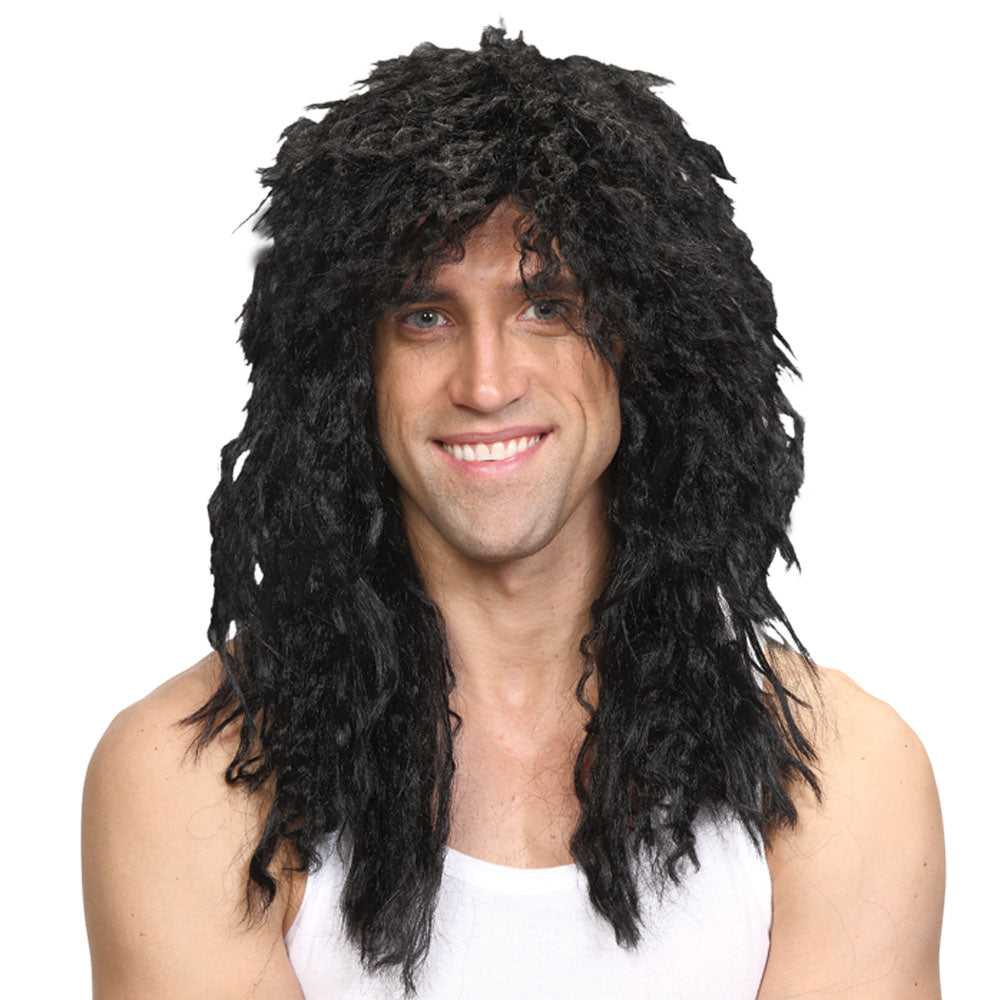 Mens Rockstar Black Wig