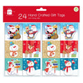 Set of 24 handcrafted Christmas gift tags with metallic accents and self-adhesive backing
