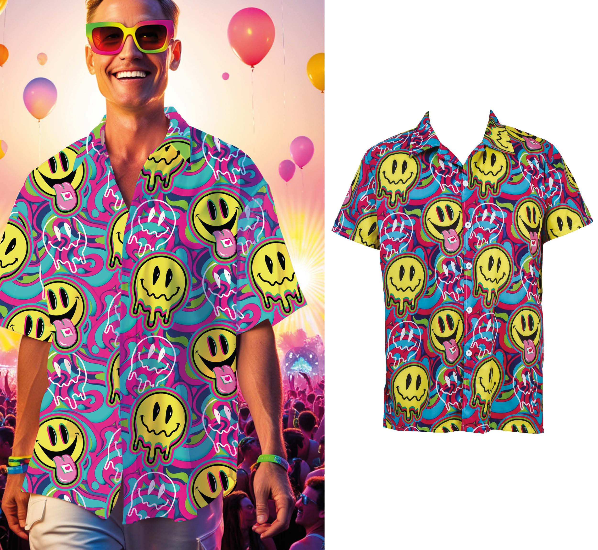 Mens 90s Acid Shirt Medium
