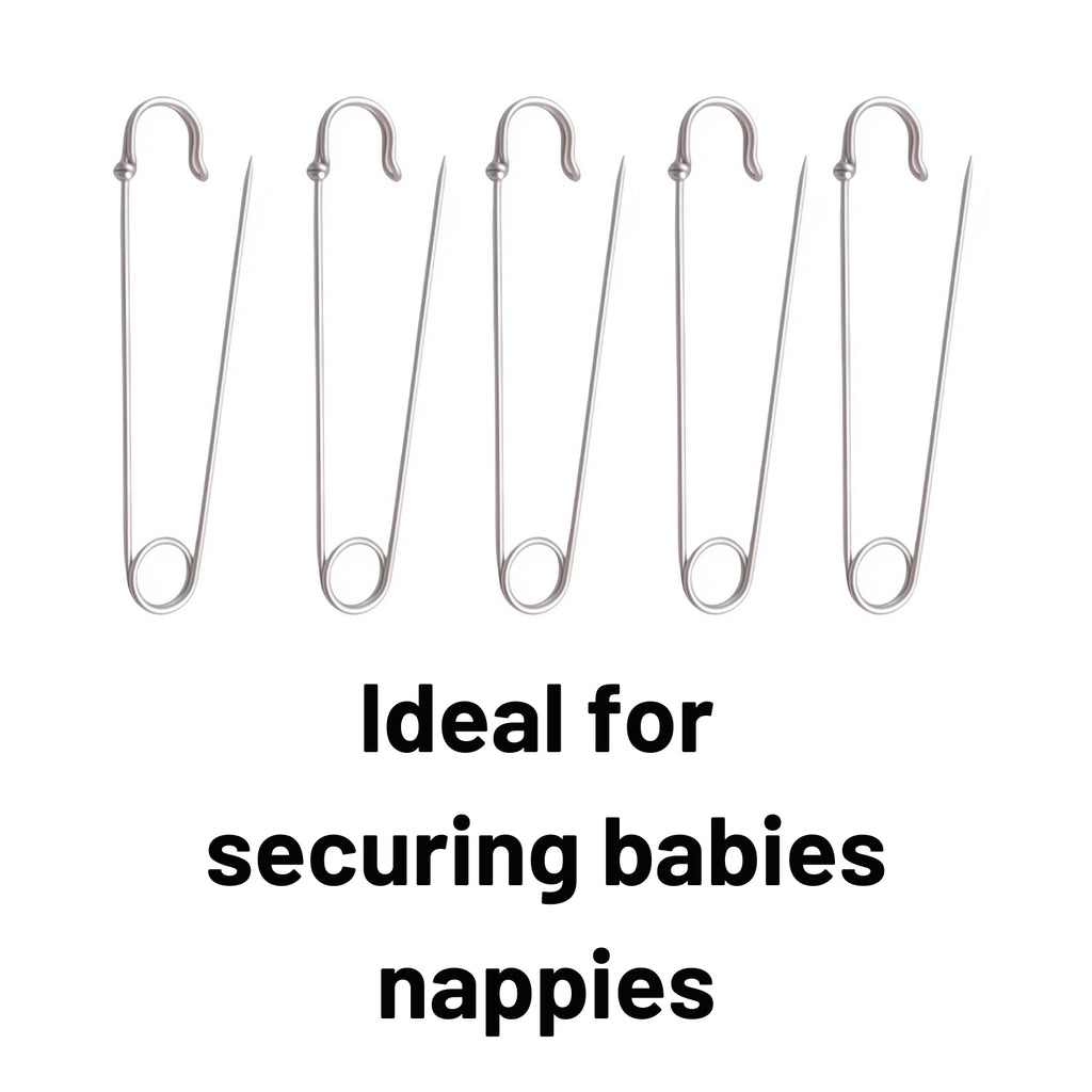 Silver Heavy Duty Extra Large Safety Pins Pack Of 5 2"