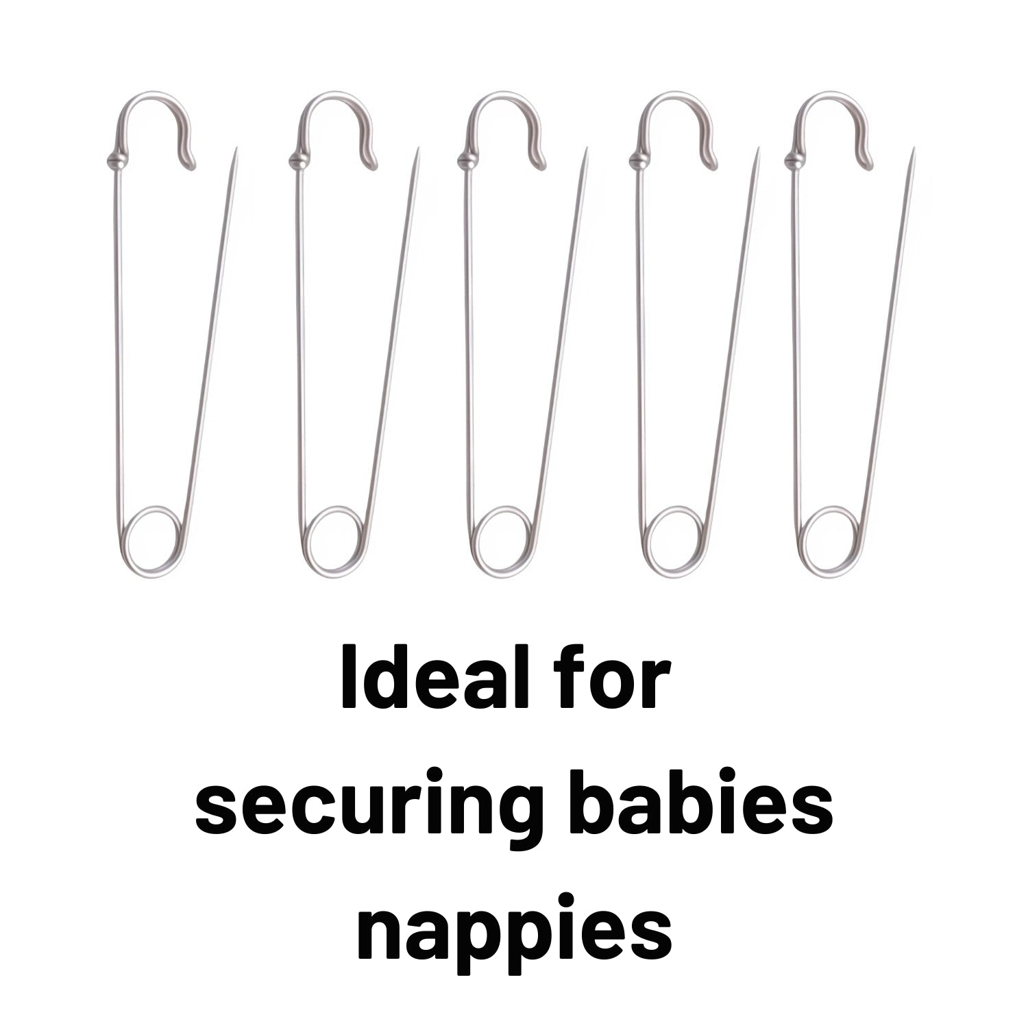 Silver Heavy Duty Extra Large Safety Pins Pack Of 5 2"