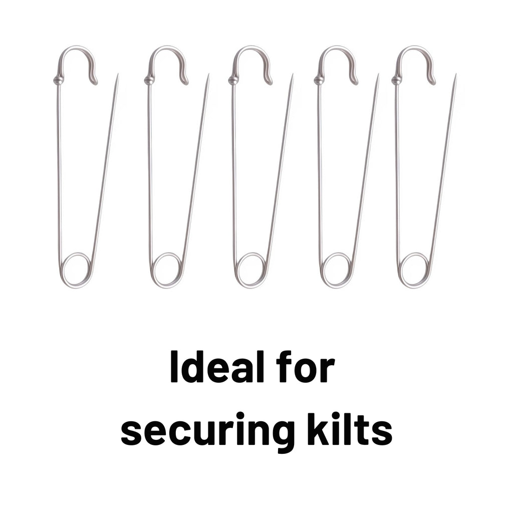 Silver Heavy Duty Extra Large Safety Pins Pack Of 5 2"