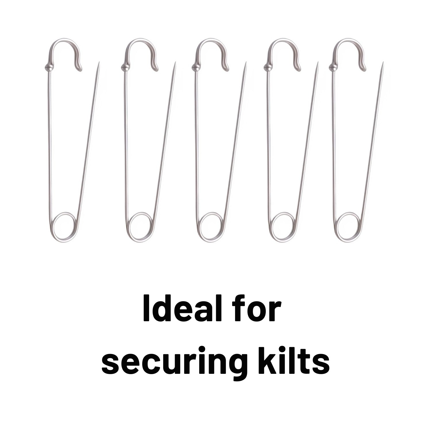 Silver Heavy Duty Extra Large Safety Pins Pack Of 5 2"