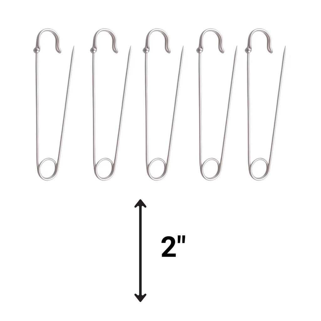 Silver Heavy Duty Extra Large Safety Pins Pack Of 5 2"