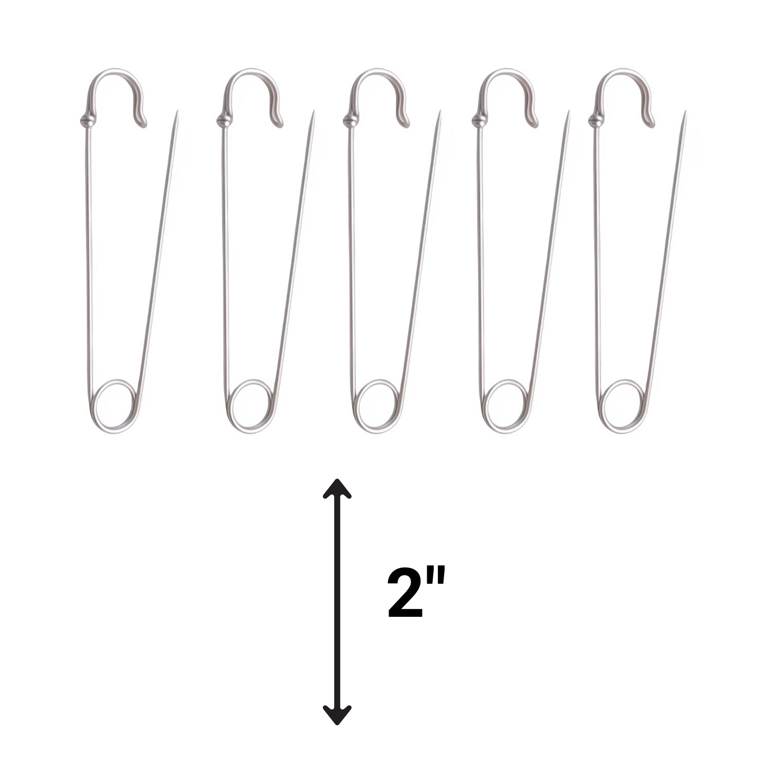 Silver Heavy Duty Extra Large Safety Pins Pack Of 5 2"