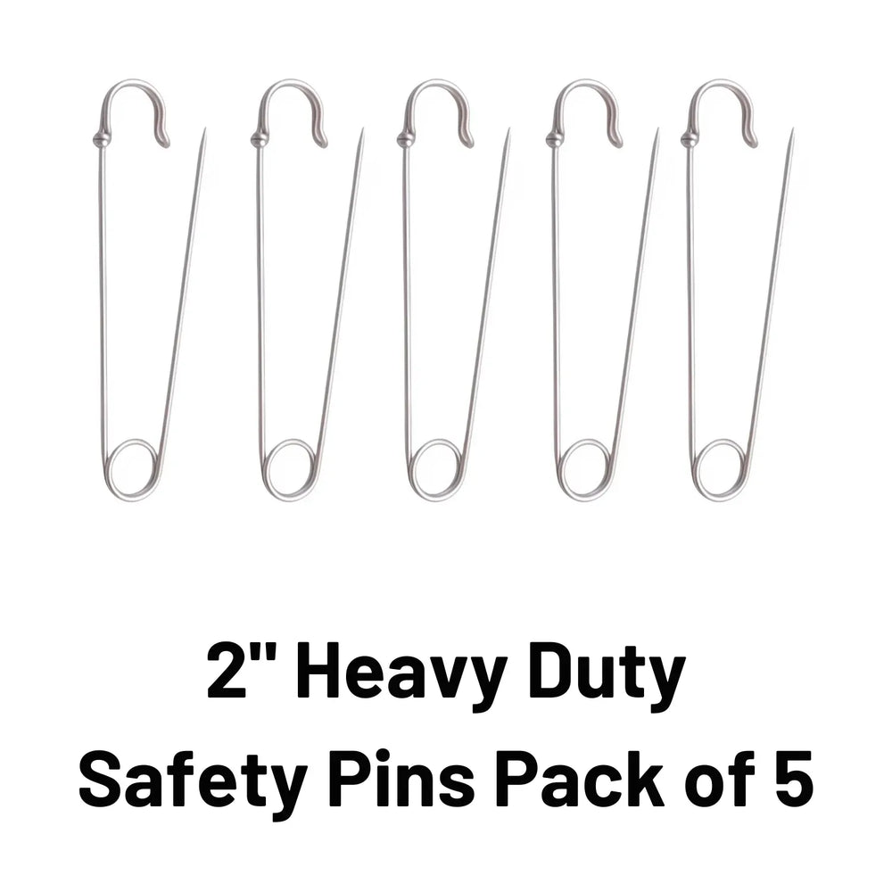 2" Silver Heavy Duty Extra Large Safety Pins Pack Of 5 - Why Not Shop