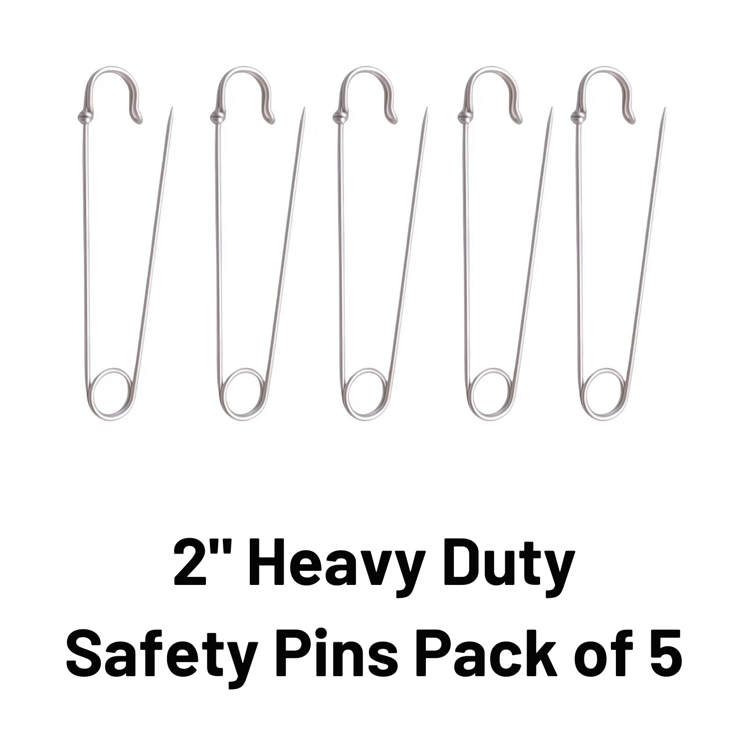 Silver Heavy Duty Extra Large Safety Pins Pack Of 5 2"