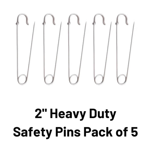 2" Silver Heavy Duty Extra Large Safety Pins Pack Of 5 - Why Not Shop
