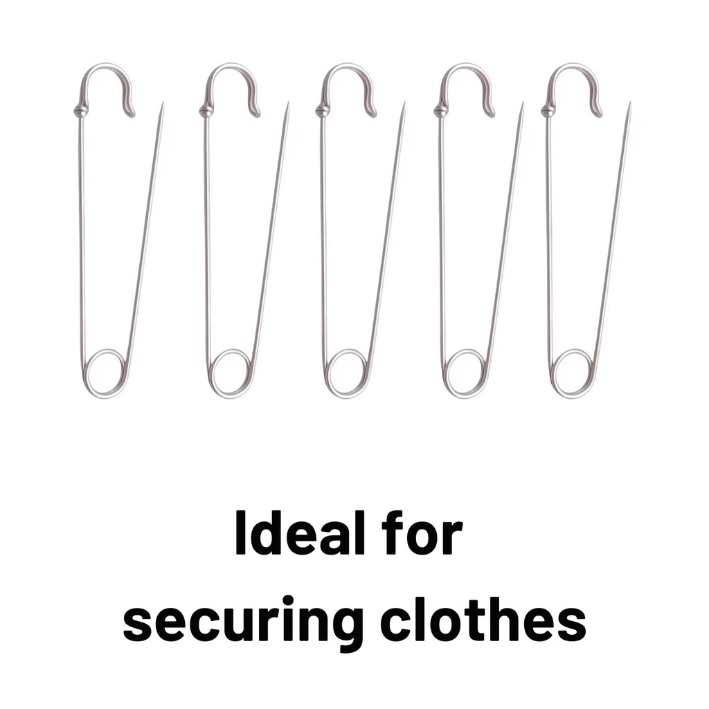 Silver Heavy Duty Extra Large Safety Pins Pack Of 5 2"