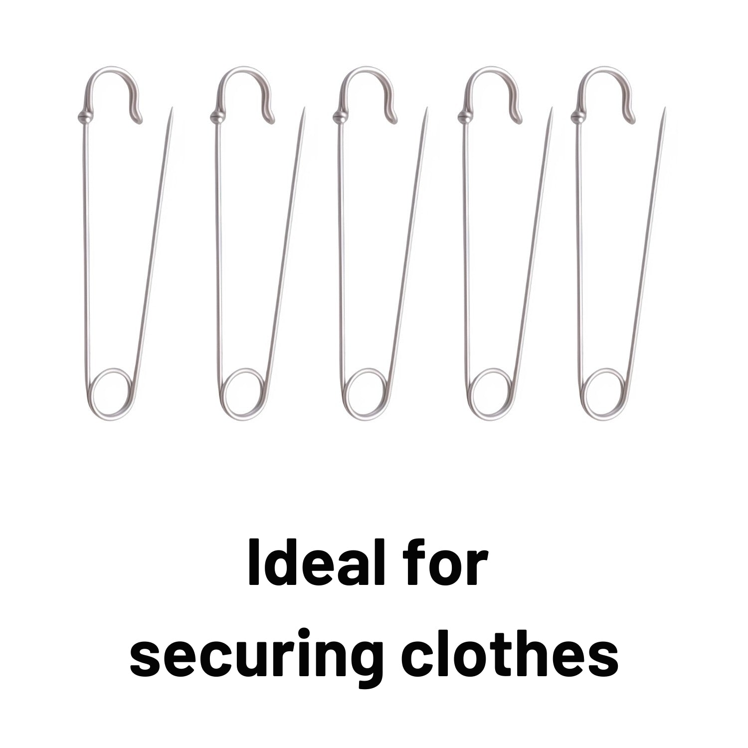Silver Heavy Duty Extra Large Safety Pins Pack Of 5 2"