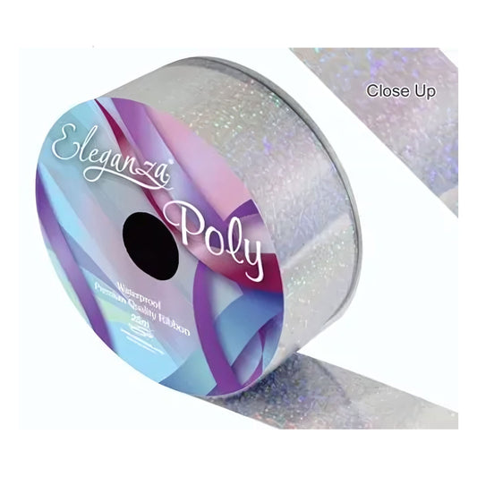 2 Inch Wide Poly Ribbon Holographic Silver Waterproof Quality Ribbon 27 Yards | Merthyr Tydfil | Why Not Shop Online