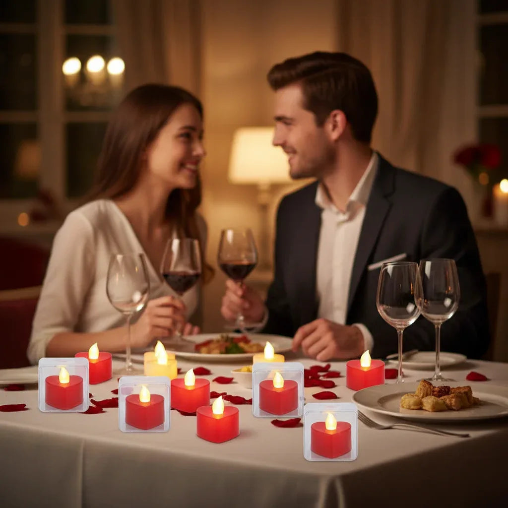 2 Pack Light Up Heart Shaped Tea Lights - Why Not Shop