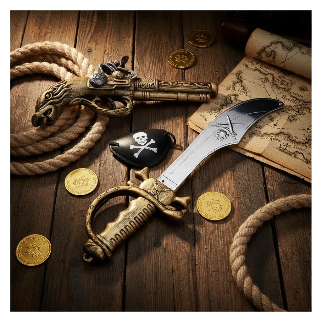 3-Piece Pirate Fancy Dress Set Gun Sword And Eye-Patch - Why Not Shop