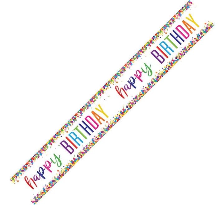Happy Birthday Foil Banner Multi-Coloured Confetti 9 Foot Long | Merthyr Tydfil | Why Not Shop Online