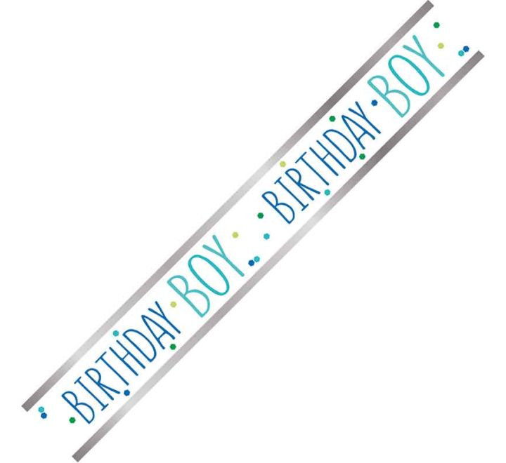 Birthday Boy Foil Banner Blue And White 9 Foot Long | Merthyr Tydfil | Why Not Shop Online