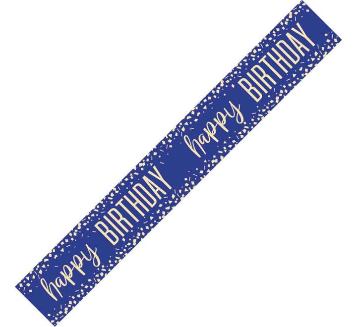Happy Birthday Foil Banner Blue And Gold Confetti 9 Foot Long | Merthyr Tydfil | Why Not Shop Online