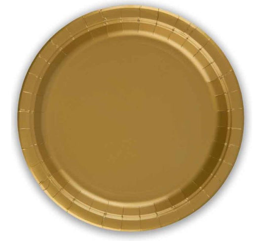 Gold Paper Plates 23cm Pack of 8