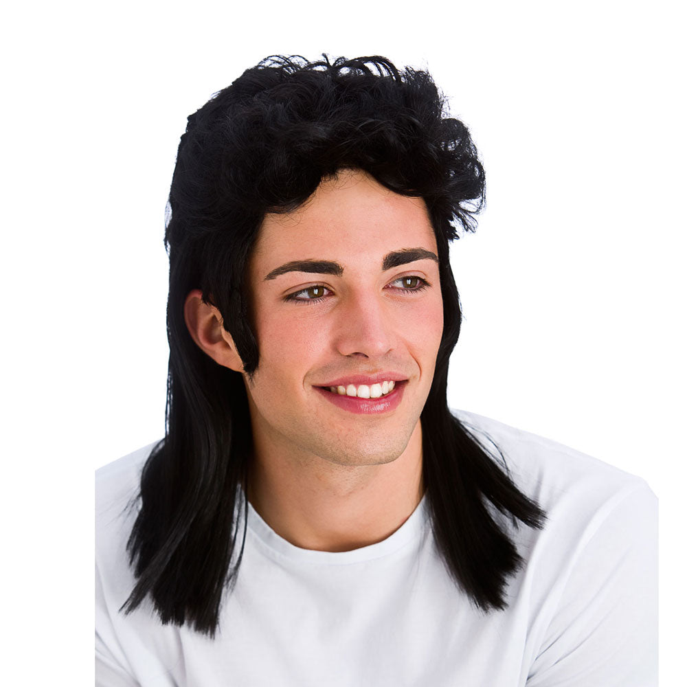 Men's 1980s Mullet Black Wig