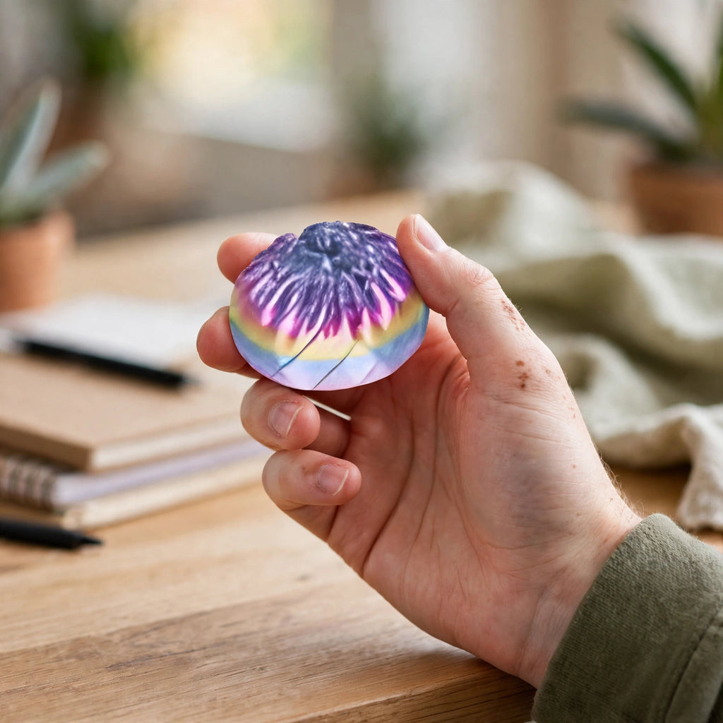 Supa 3D Fidget Dumpling sensory toy shown on desk or in hand