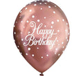 Oaktree rose gold Happy Birthday latex balloons, 11-inch pack of 6
